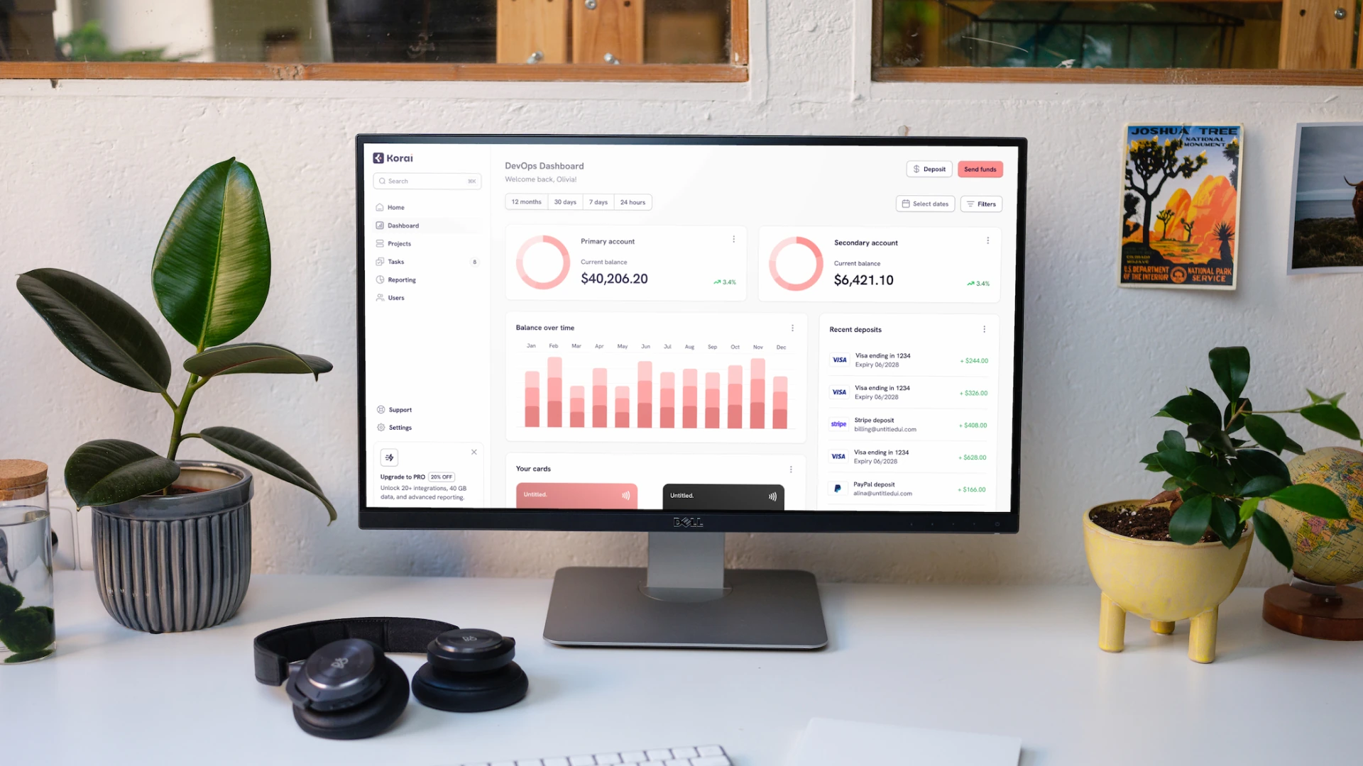 Cloud platform on a monitor in a workspace